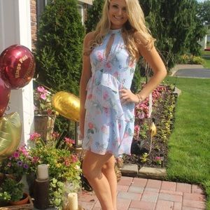 EXPRESS LIGHT BLUE FLORAL DRESS